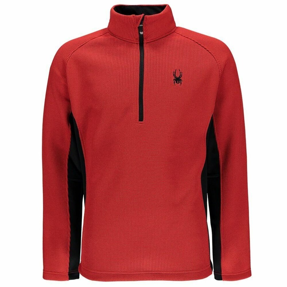 A1 SPYDER Men's RED Black Half zip Fleece Outbound pockets Pullover Jacket M